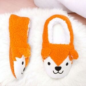 Happy Fox Kids Slippers Cat & Jack Boys / Girls Slip on Soft Fur House Shoes NEW